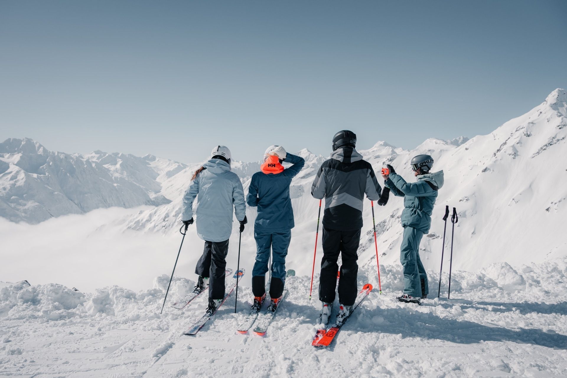 Solden Ski Resort skiers at panoramic view