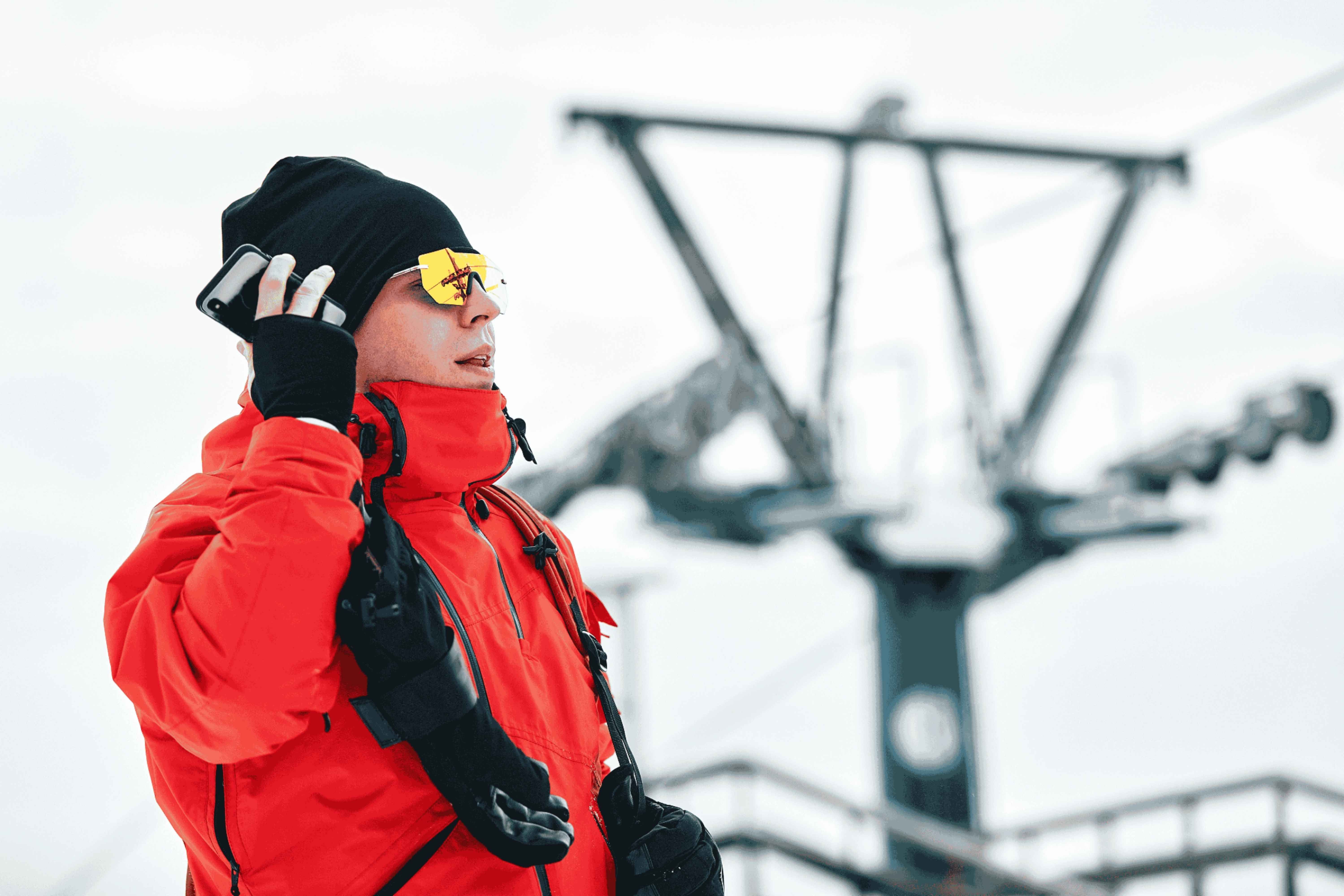 skiing phone call 